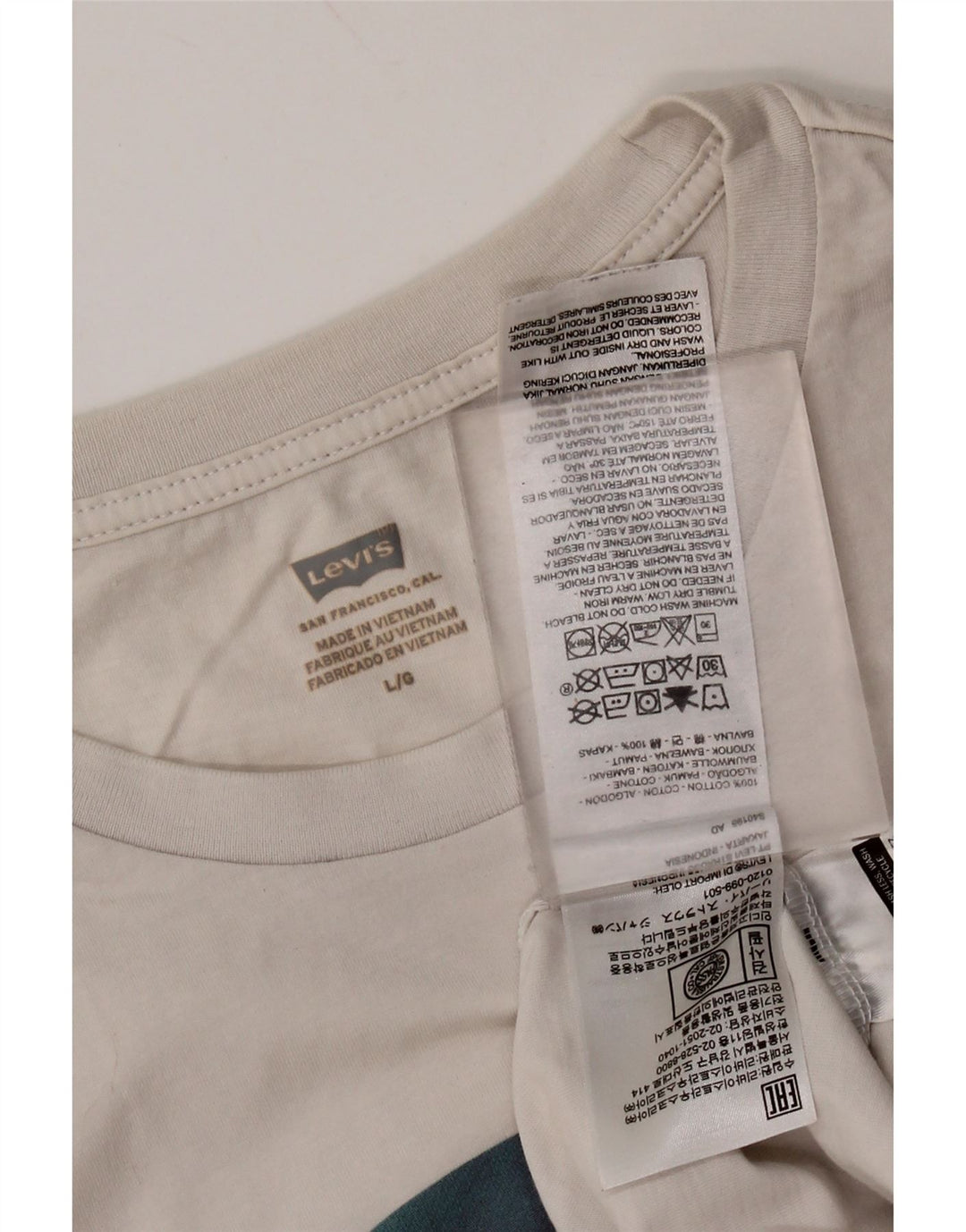 LEVI'S Mens Graphic T-Shirt Top Large Off White Cotton