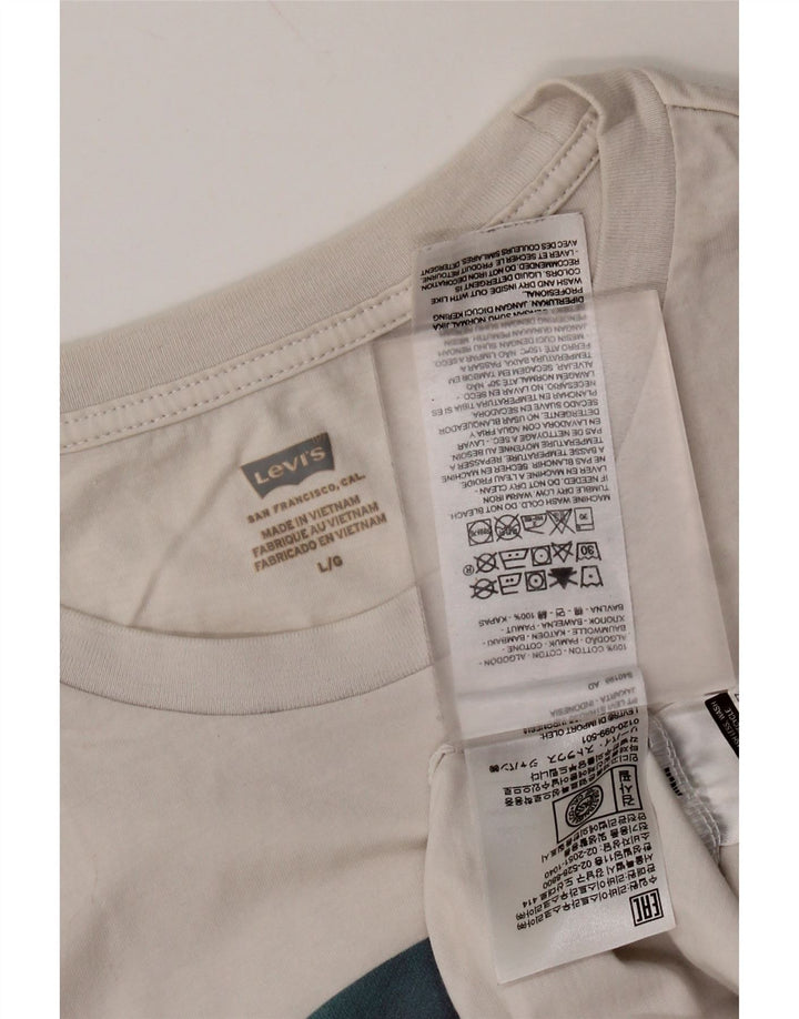 LEVI'S Mens Graphic T-Shirt Top Large Off White Cotton