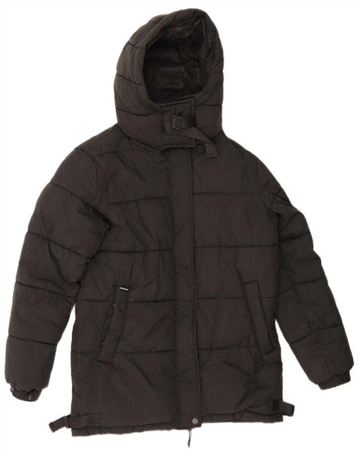 Superdry Womens Hooded Oversized Padded Jacket UK 8 Small Black Nylon