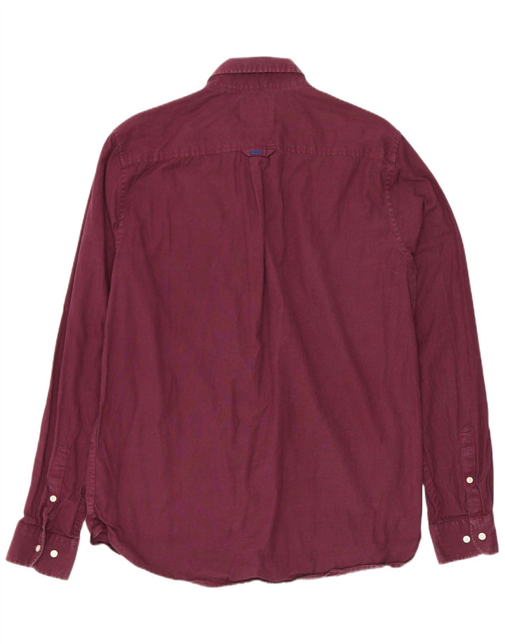 Superdry Mens Shirt Large Burgundy Houndstooth Cotton