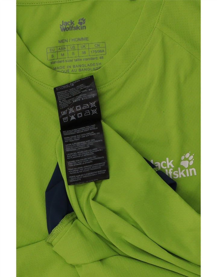 Jack Wolfskin Mens T-Shirt Top Small Green Colourblock Polyester