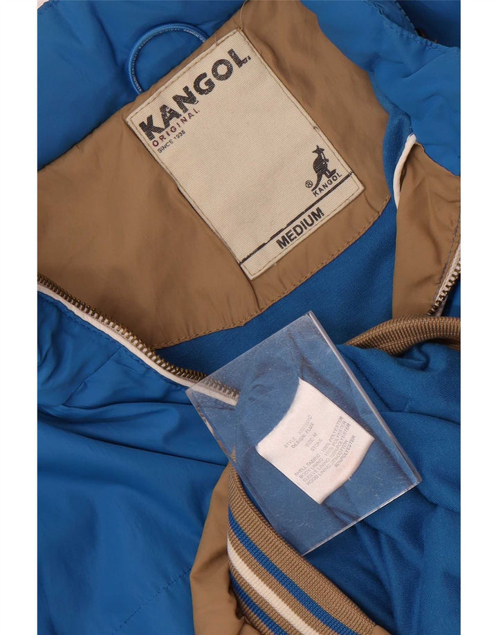 Kangol Mens Hooded Bomber Jacket UK 38 Medium Brown Colourblock Polyester