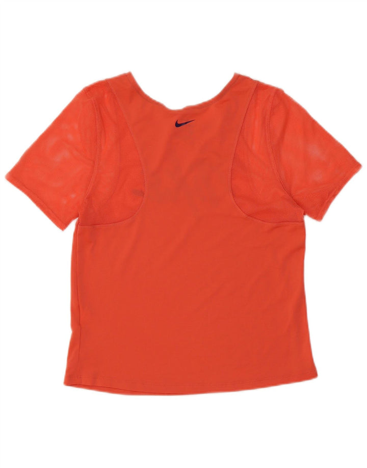 NIKE Womens Dri Fit Crop Graphic T-Shirt Top UK 10 Small Orange