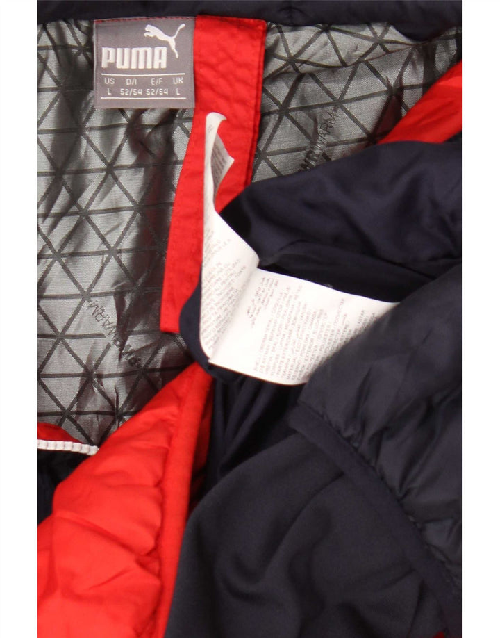 Puma Mens Hooded Padded Jacket UK 40 Large Red Colourblock Polyester