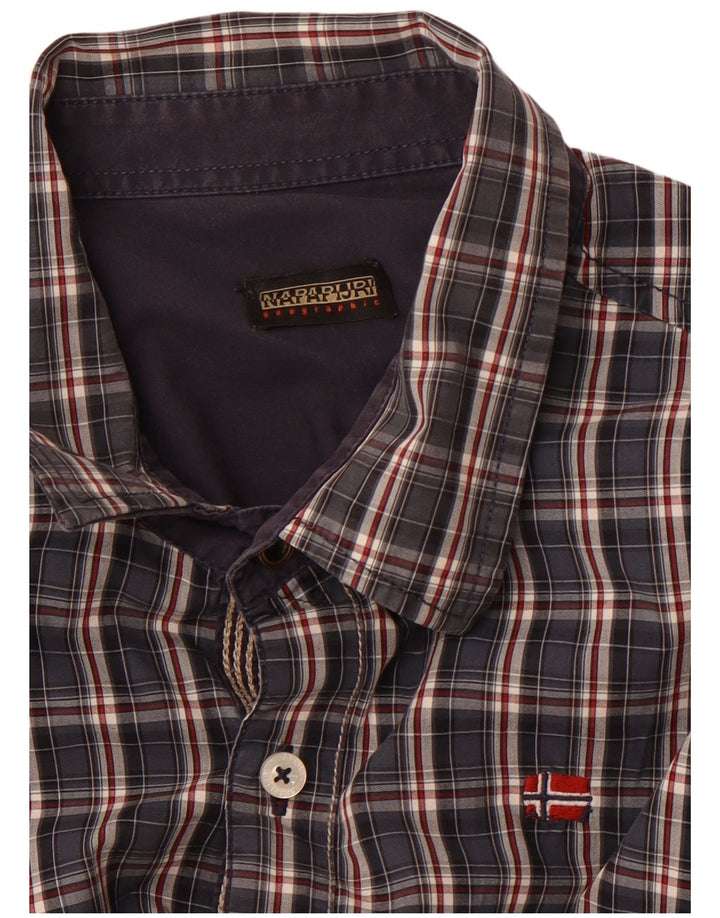NAPAPIJRI Mens Shirt Medium Navy Blue Check