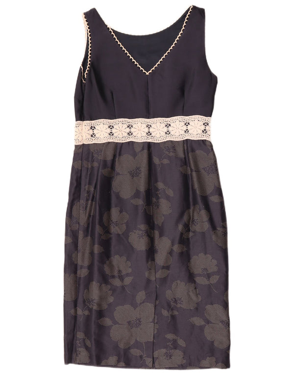 Fenn Wright Manson Womens Sheath Dress UK 10 Small Navy Blue Floral