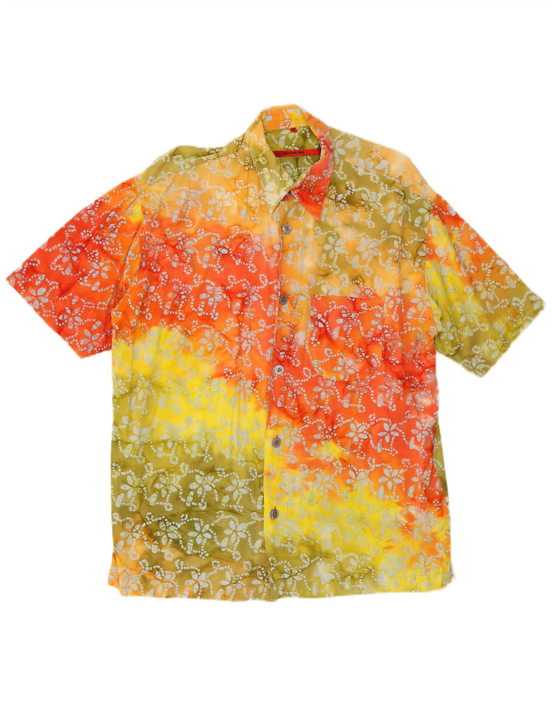 SIGNUM Mens Short Sleeve Shirt Medium Multicoloured Floral
