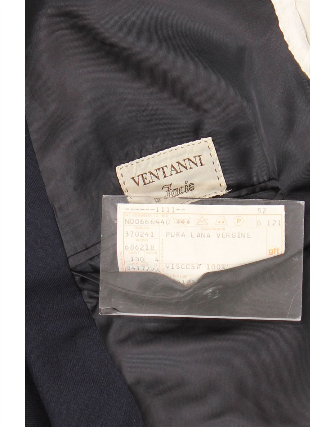 FACIS Mens Double Breasted Blazer Jacket IT 52 XL Navy Blue Virgin Wool