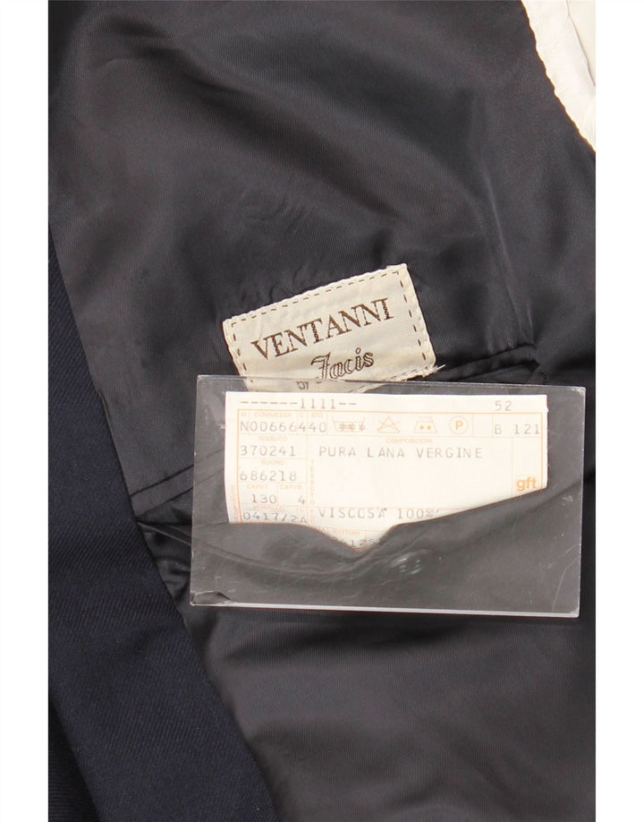 FACIS Mens Double Breasted Blazer Jacket IT 52 XL Navy Blue Virgin Wool