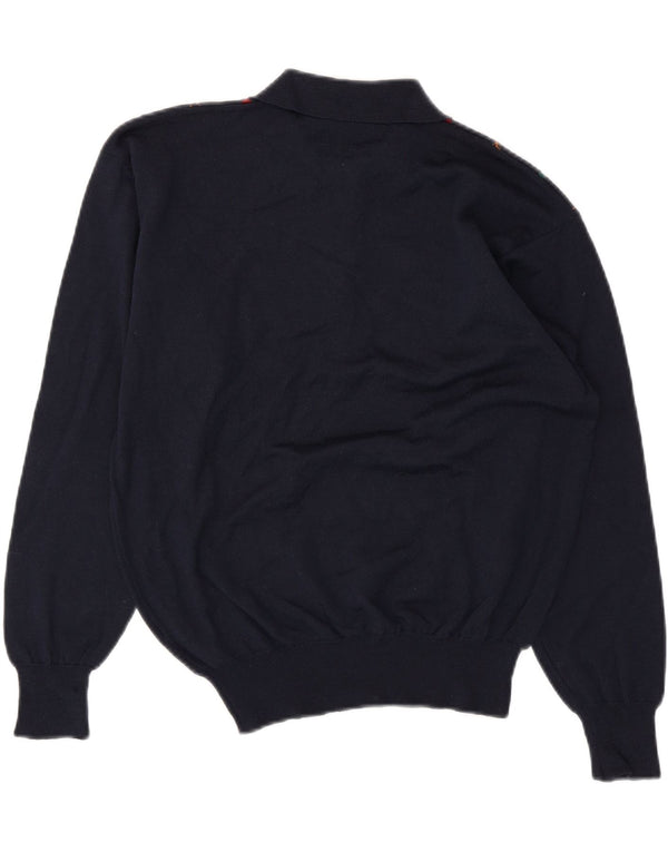 BERRY LOGAN Mens Polo Neck Jumper Sweater IT 48 Medium Navy Blue