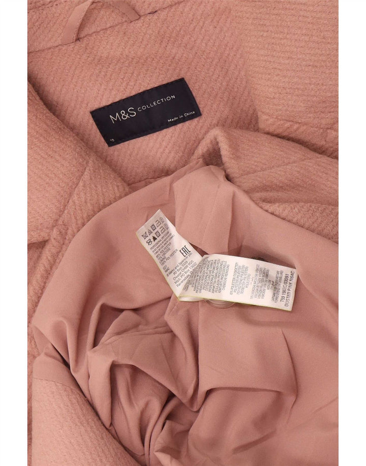 Marks & Spencer Womens Oversized Double Breasted Coat UK 10 Small Pink