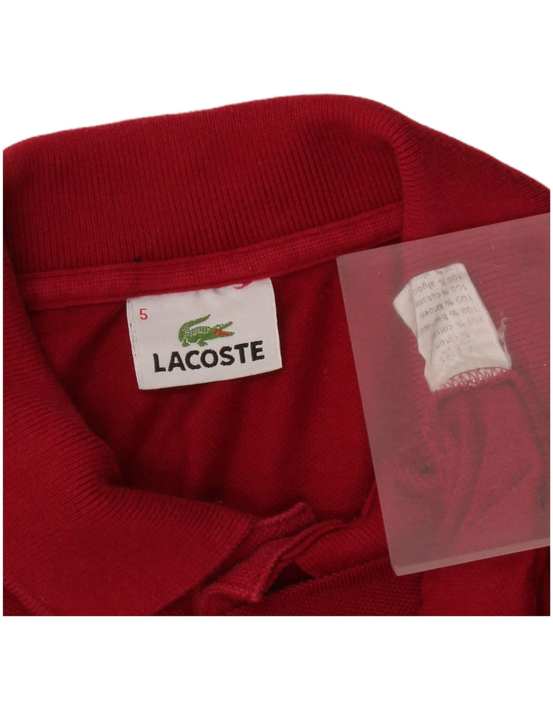 LACOSTE Mens Polo Shirt Size 5 Large Red Cotton