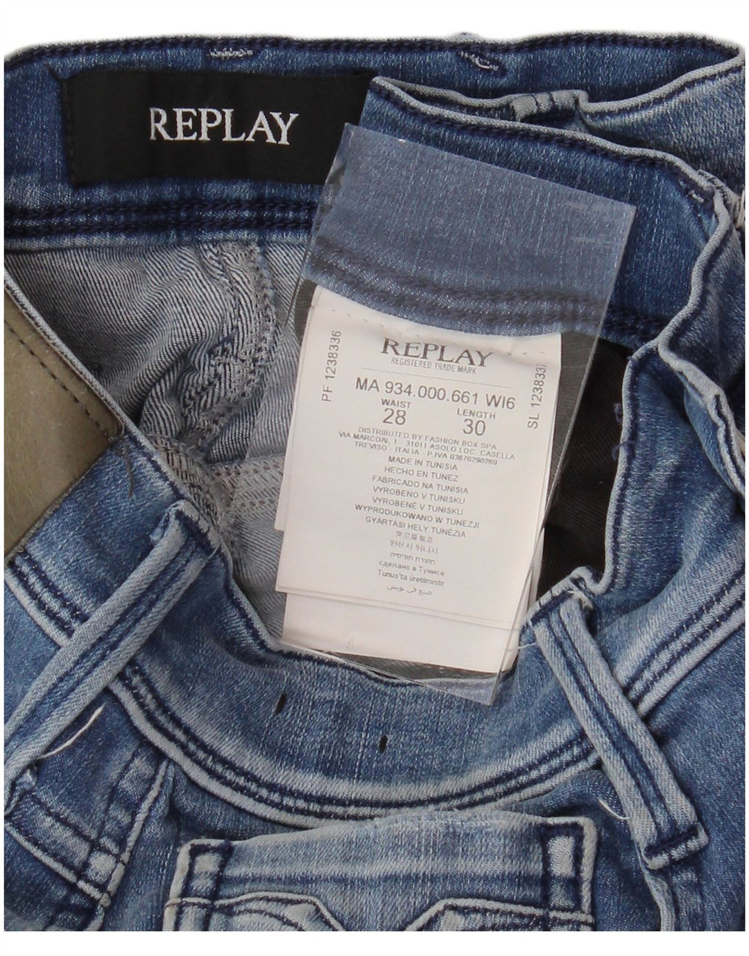 REPLAY Mens Slim Jeans W28 L30 Blue Cotton