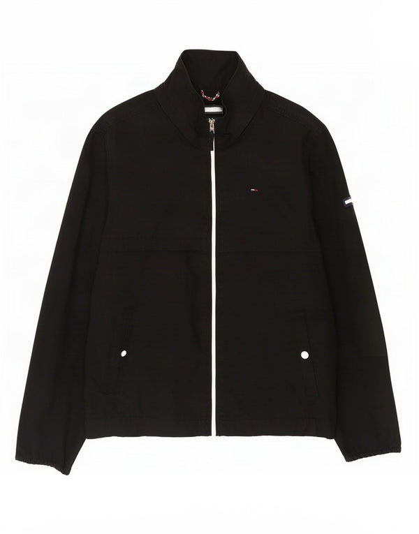 Tommy Hilfiger Mens Bomber Jacket UK 40 Large Black Cotton