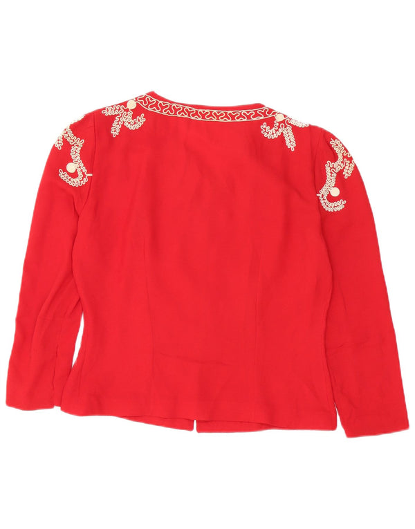 Vintage Womens Cardigan Top UK 14 Medium Red Floral