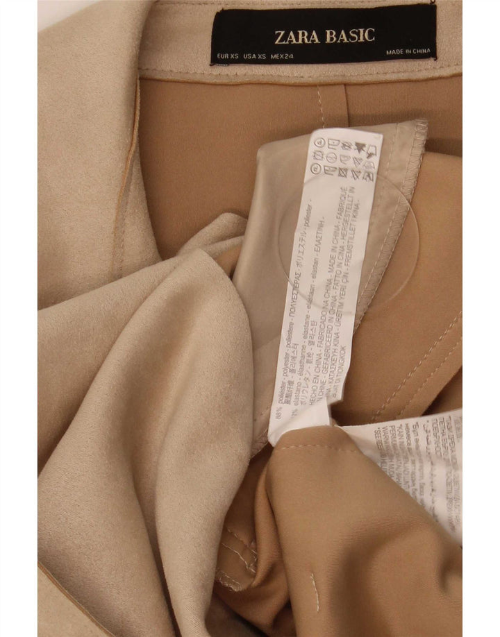Zara Womens Trench Coat UK 6 XS Beige Polyester