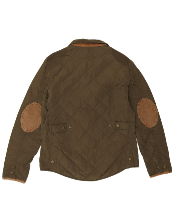 Massimo Dutti Womens Quilted Jacket EU 38 Medium Green Nylon