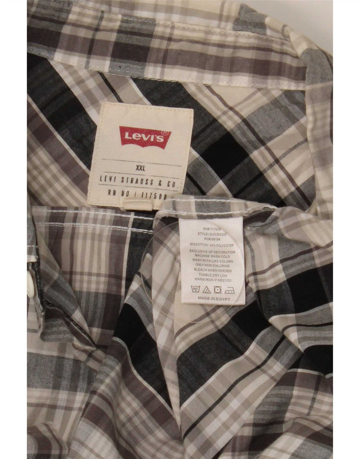 Levi's Mens Short Sleeve Shirt 2XL Navy Blue Check Cotton