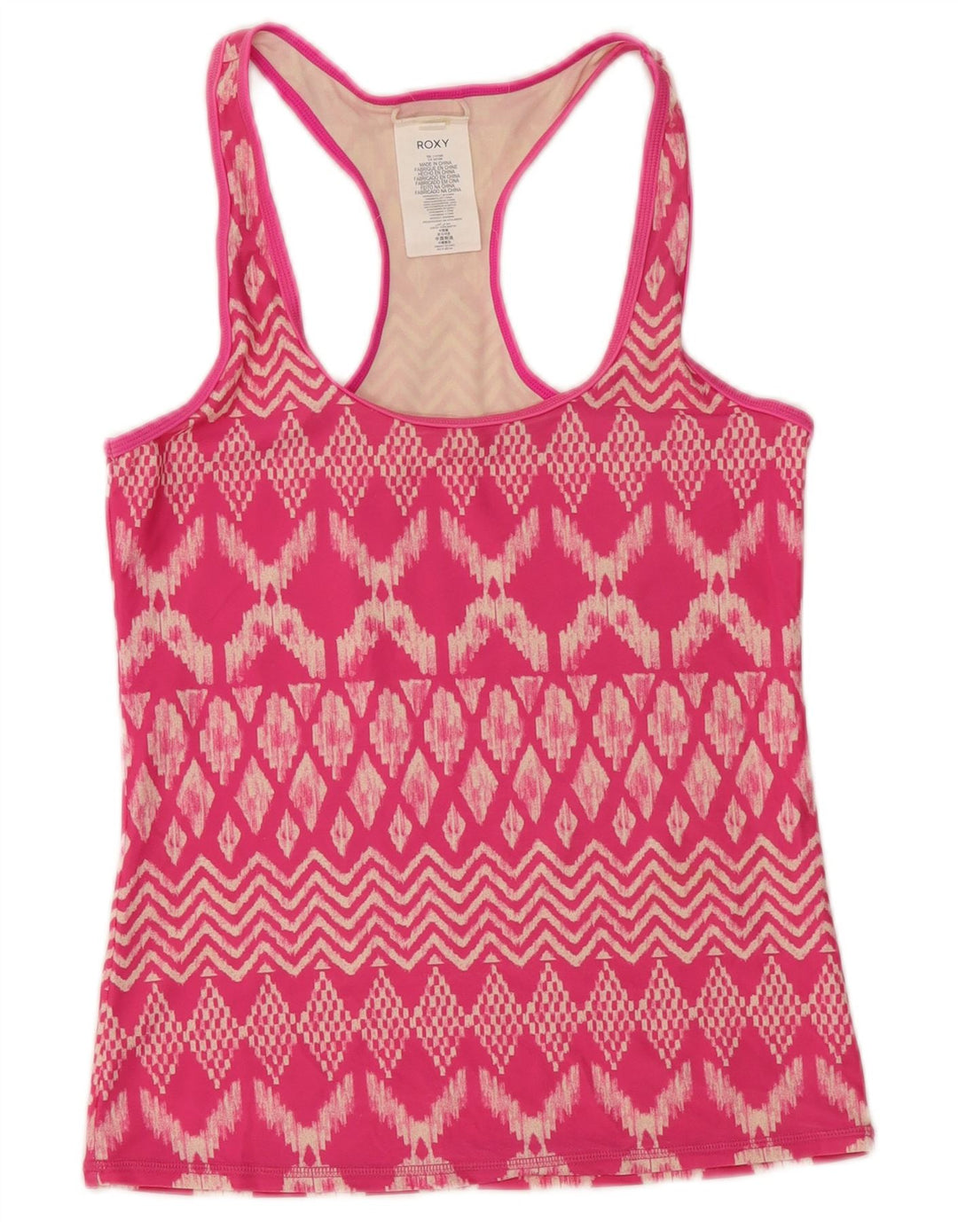 ROXY Womens Vest Top UK 12 Medium Pink Ikat Polyamide
