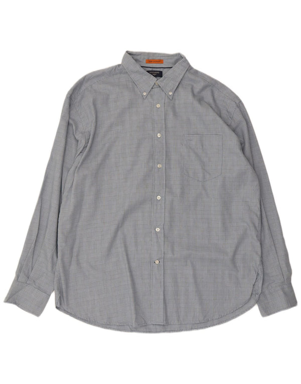 DOCKERS Mens Stain Defender Shirt XL Blue Check Cotton