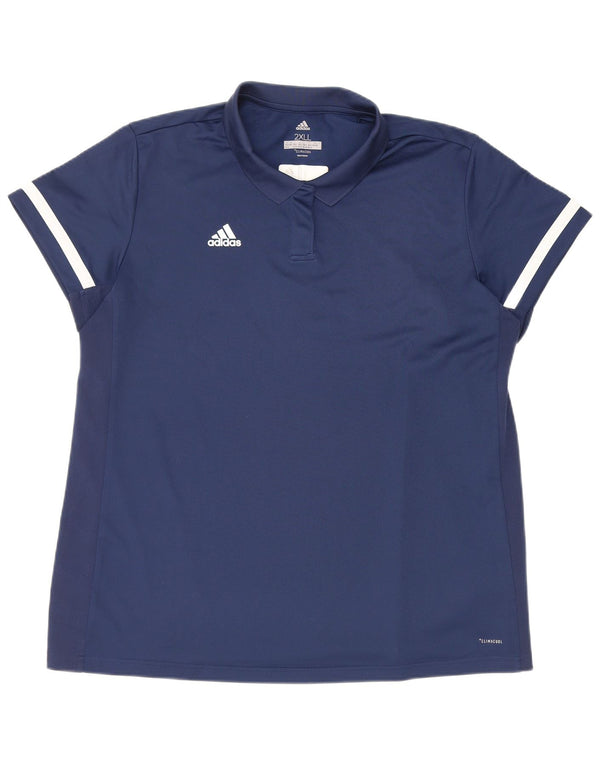 Adidas Womens Long Polo Shirt UK 24/26 2XL Navy Blue Polyester