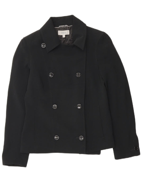 Marks & Spencer Womens Double Breasted Blazer Jacket UK 10 Small Black