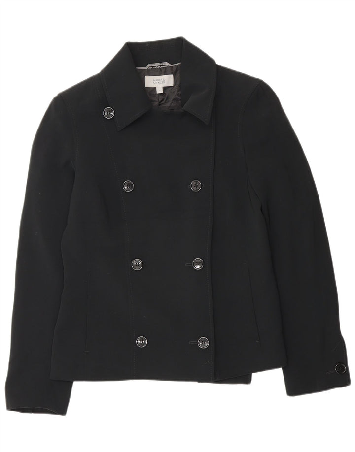 Marks & Spencer Womens Double Breasted Blazer Jacket UK 10 Small Black