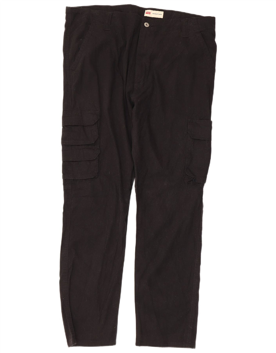 Wrangler Mens Regular Tapered Cargo Trousers W38 L30 Black Cotton