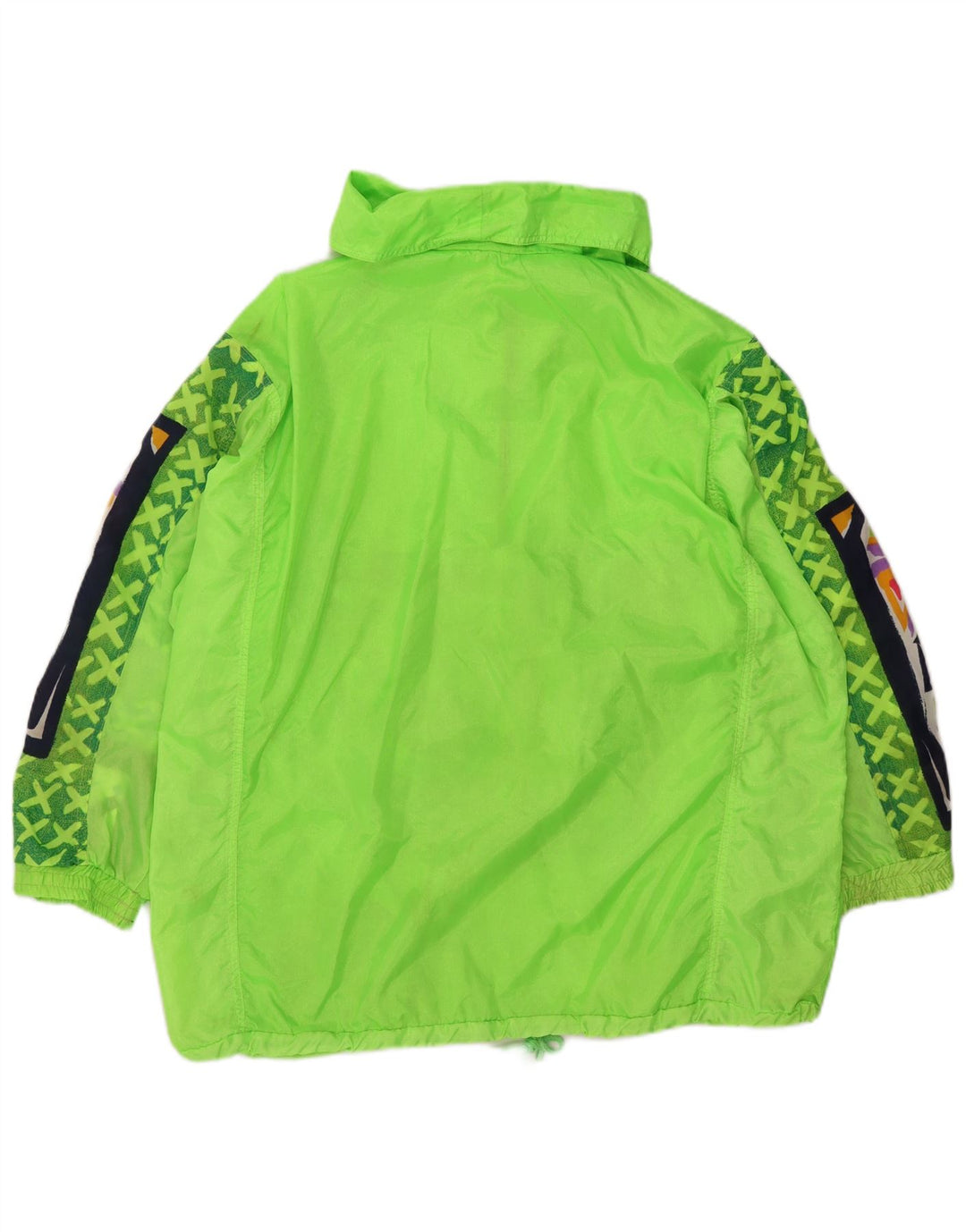 Vintage Mens Anorak Rain Jacket UK 40 Large Green Geometric Polyester