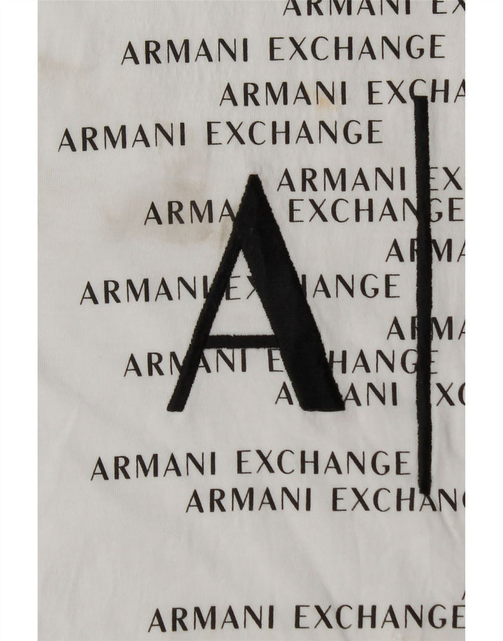 ARMANI EXCHANGE Mens Graphic T-Shirt Top Small White Cotton