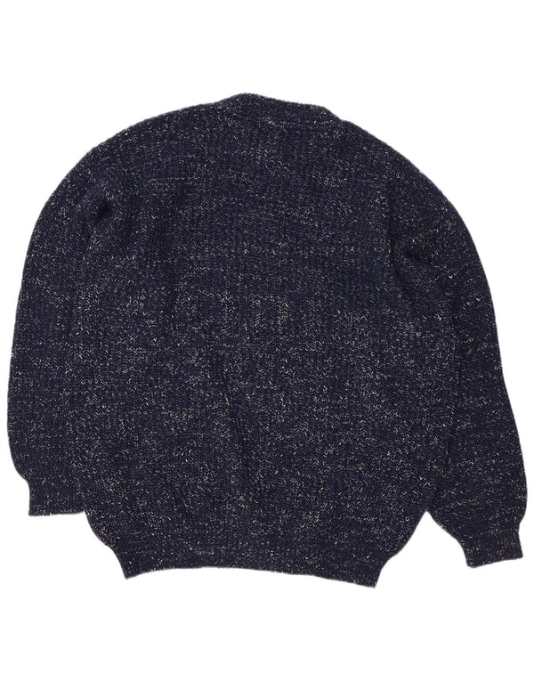 Vintage Mens Crew Neck Jumper Sweater XL Navy Blue Flecked Polyacrylic