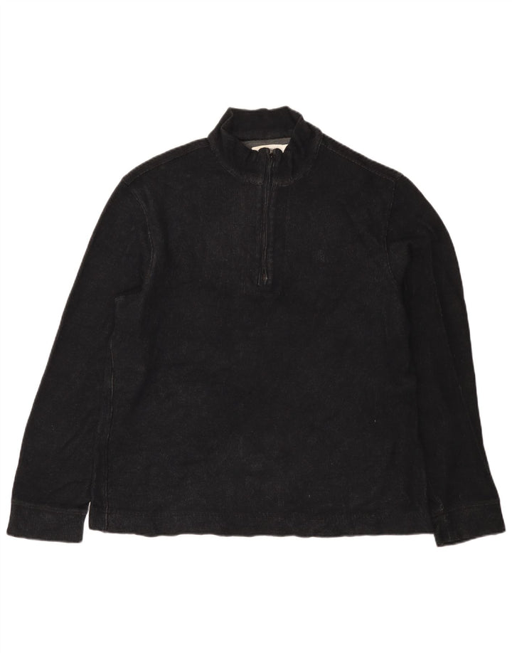 Calvin Klein Mens Zip Neck Jumper Sweater Medium Black Cotton