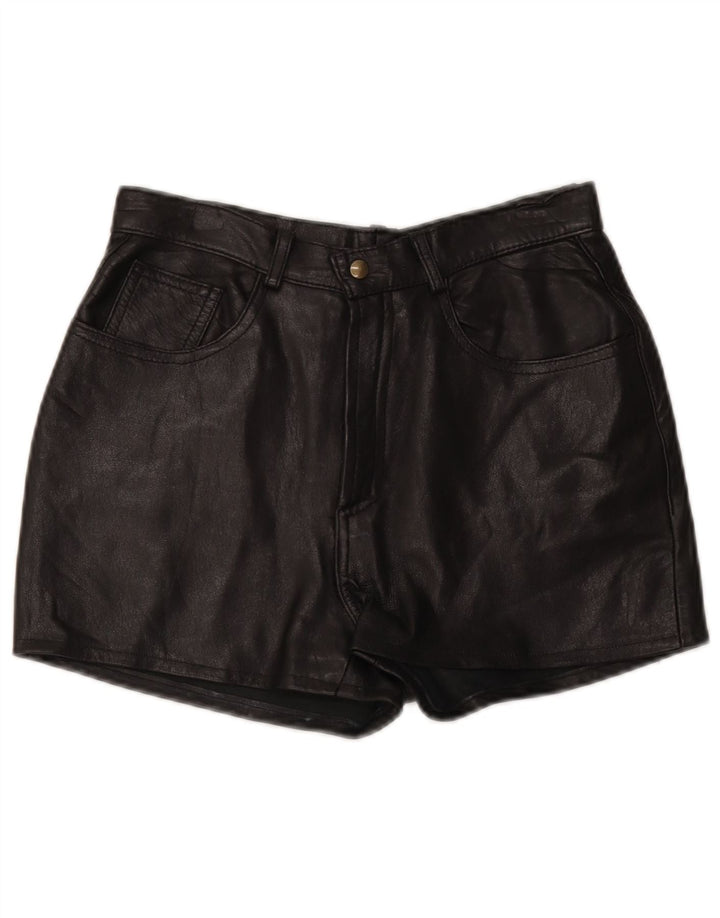 Vintage Womens Leather Shorts W28 Medium Black