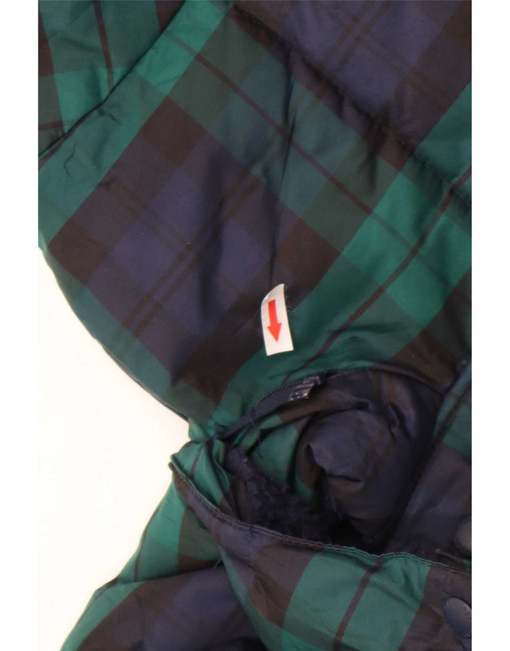Gap Boys Hooded Padded Jacket 13-14 Years 2XL Navy Blue Check Polyester