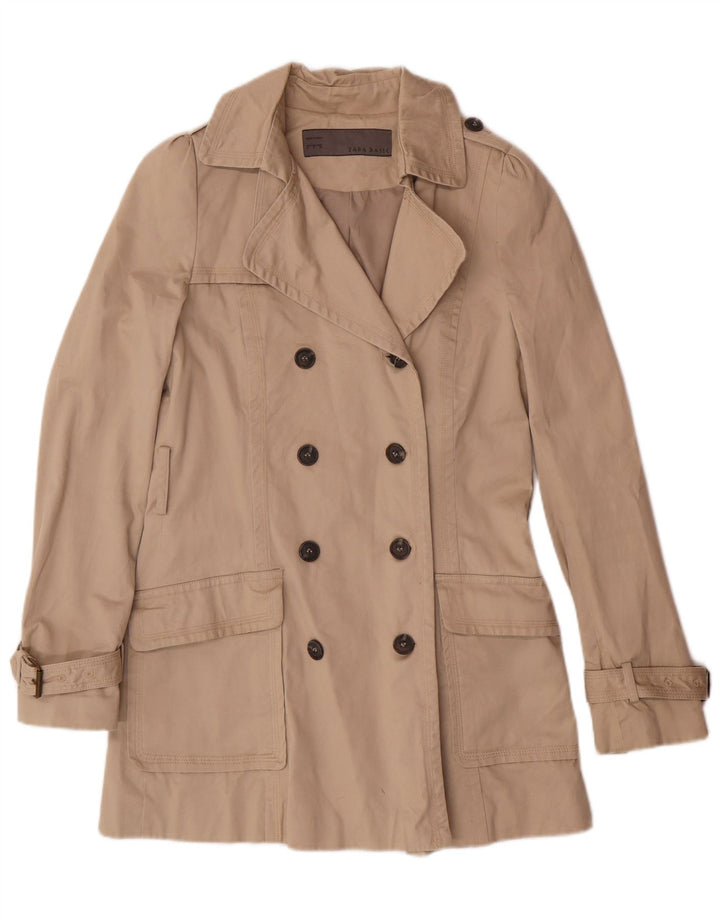 ZARA Womens Trench Coat UK 10 Small Beige Cotton