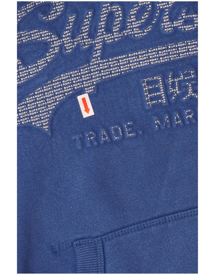 SUPERDRY Womens Graphic Oversized Hoodie Jumper UK 10 Small Blue Cotton