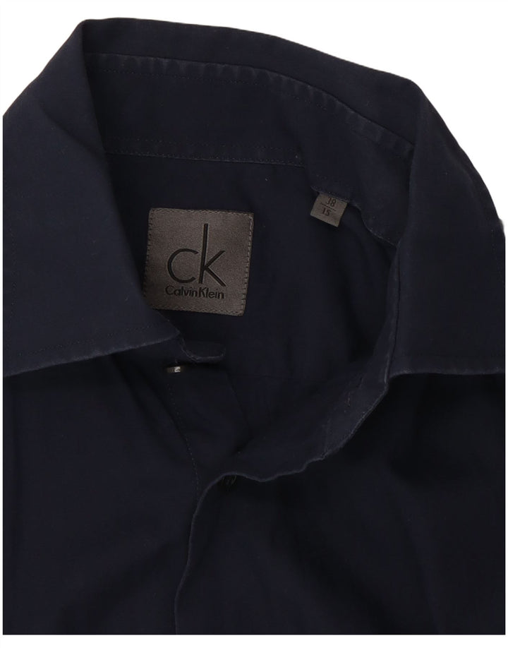 Calvin Klein Mens Shirt Size 38 15 Medium Navy Blue Cotton