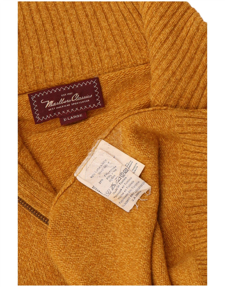 MARLBORO CLASSICS Mens Zip Neck Jumper Sweater XL Brown Wool