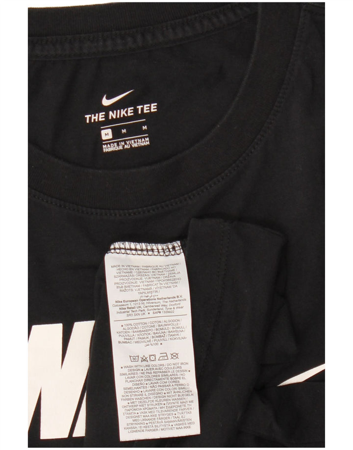 NIKE Womens Graphic T-Shirt Top UK 14 Medium Black Cotton