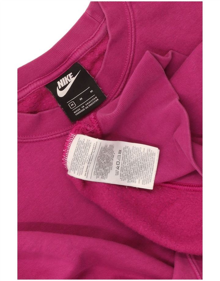 NIKE Womens Crop Oversized Sweatshirt Jumper UK 14 Medium Pink Cotton