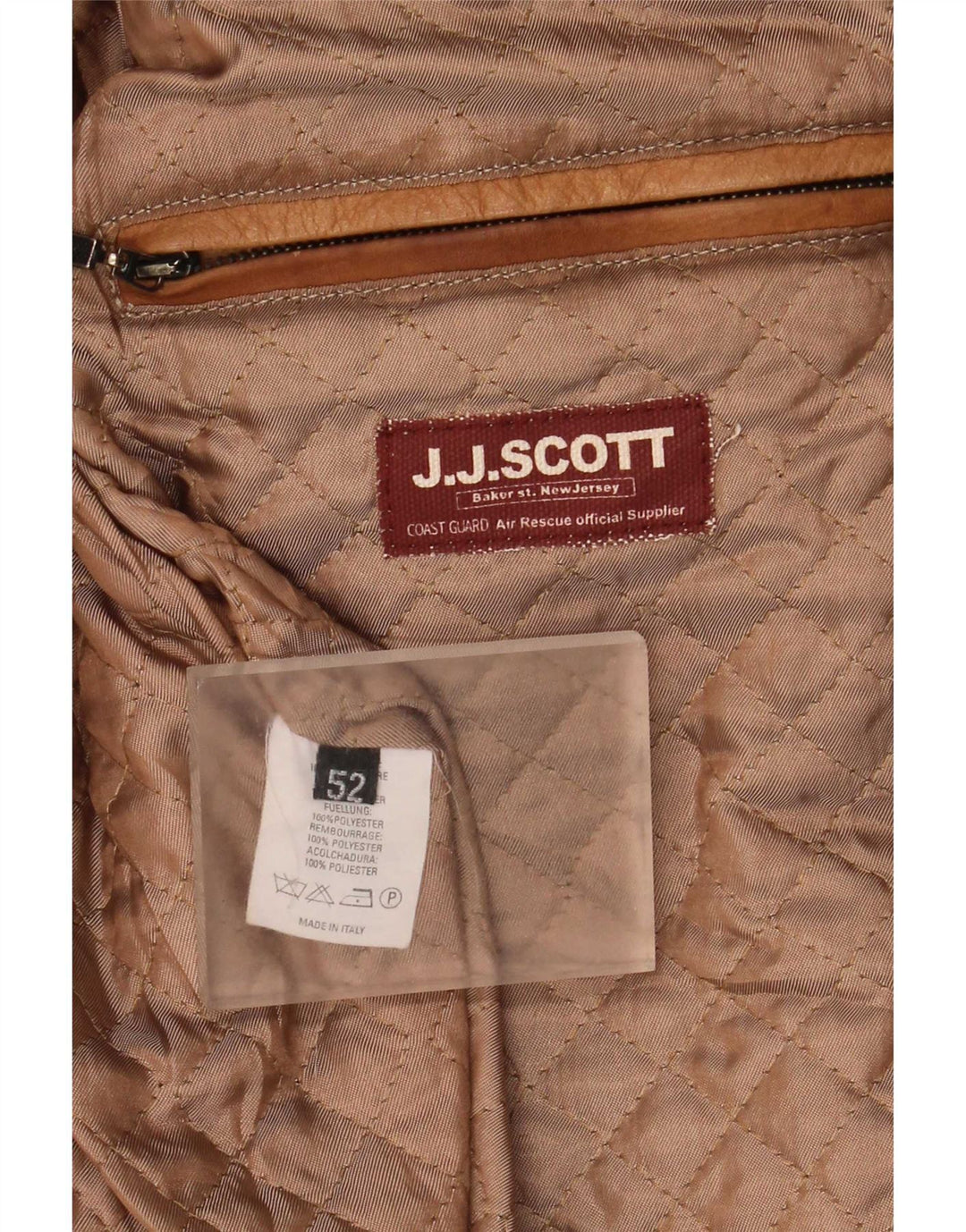 J.J.Scott Mens Leather Jacket IT 52 XL Beige