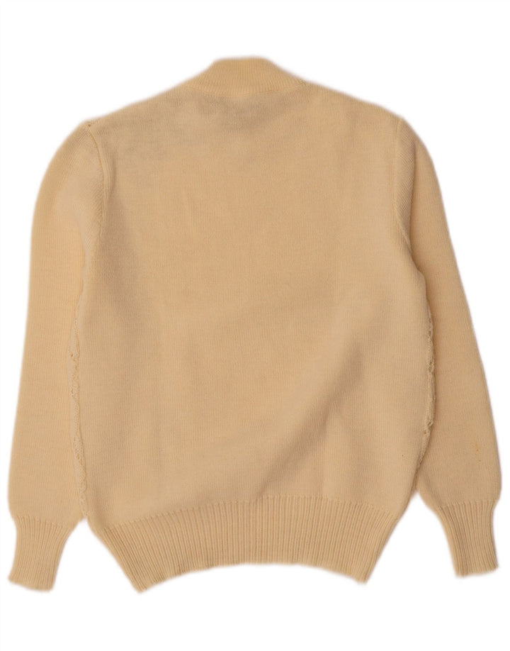 VINTAGE Womens Turtle Neck Jumper Sweater UK 10 Small Off White