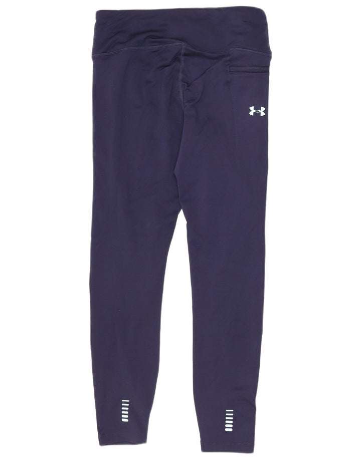 Under Armour Womens Graphic Leggings UK 12 Medium Navy Blue Polyester
