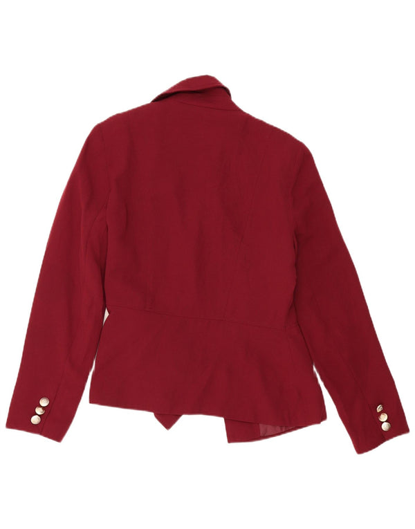 Lipsy Womens Open Blazer Jacket UK 12 Medium Burgundy Polyester