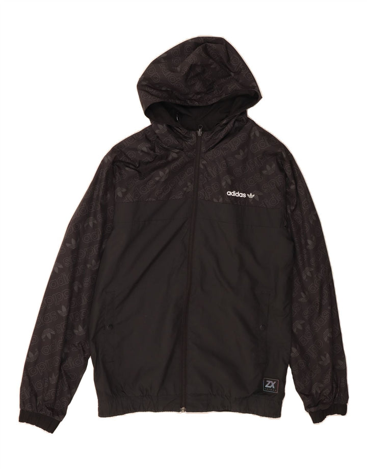 ADIDAS Mens Hooded Reversible Tracksuit Top Jacket Medium Black Vintage Adidas and Second-Hand Adidas from Messina Hembry 