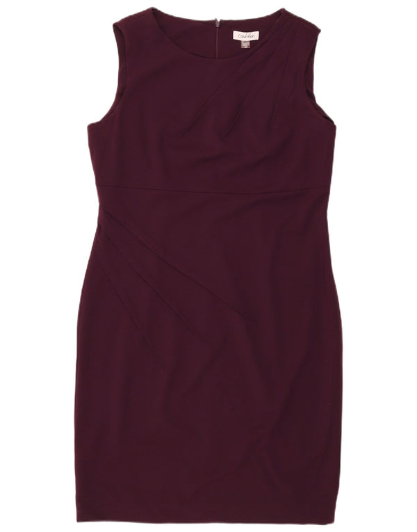 CALVIN KLEIN Womens Sleeveless Sheath Dress US 14 Large Burgundy Polyester