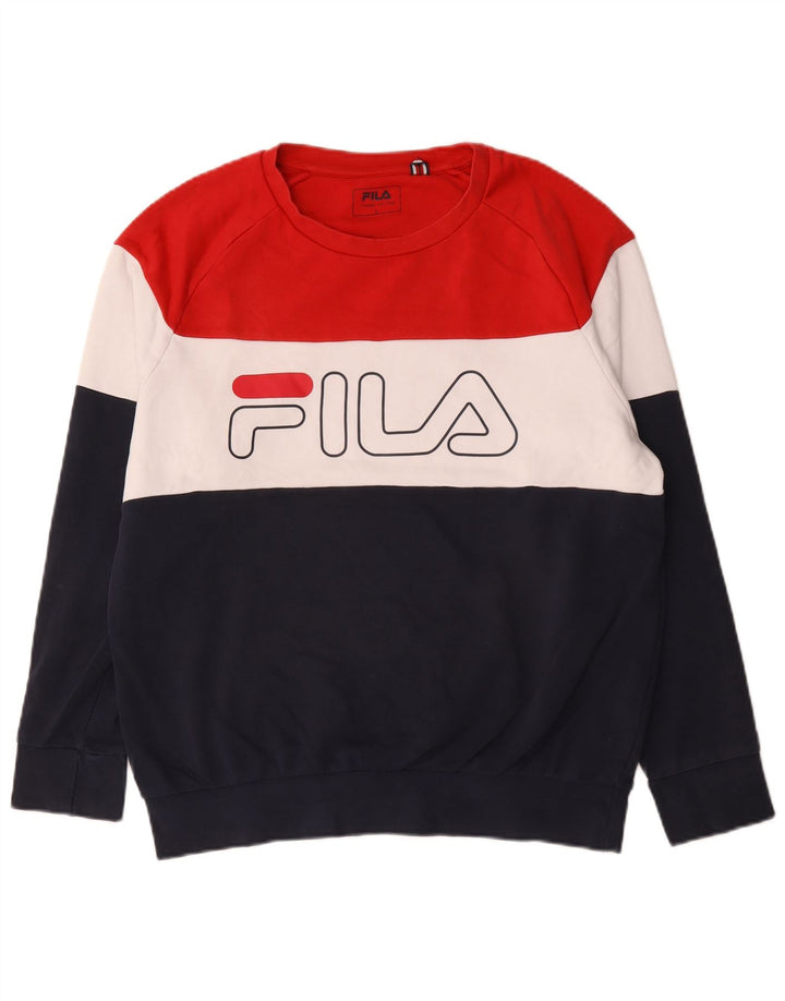 Fila Mens Graphic Sweatshirt Jumper Large Multicoloured Colourblock Cotton