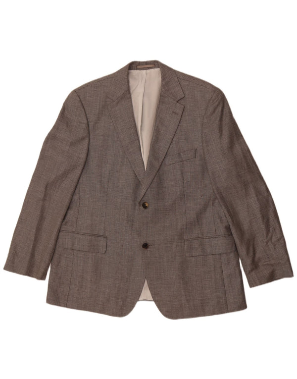 Hugo Boss Mens 2 Button Blazer Jacket UK 44 2XL Grey Silk