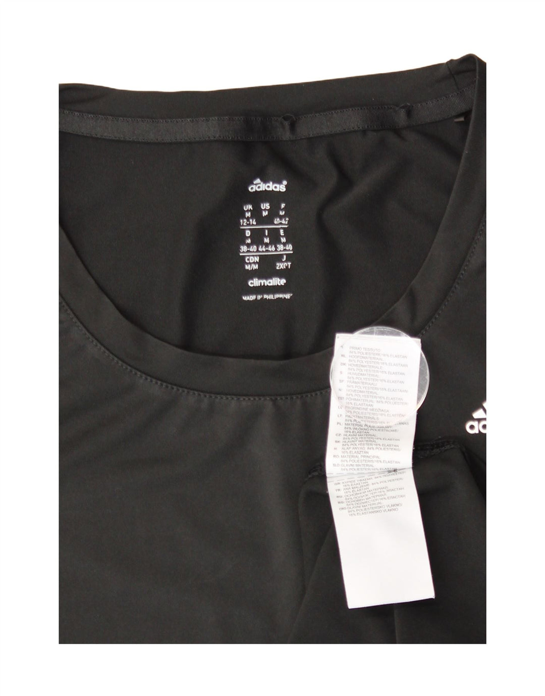 Adidas Womens Climalite T-Shirt Top UK 12/14 Medium Black Polyester