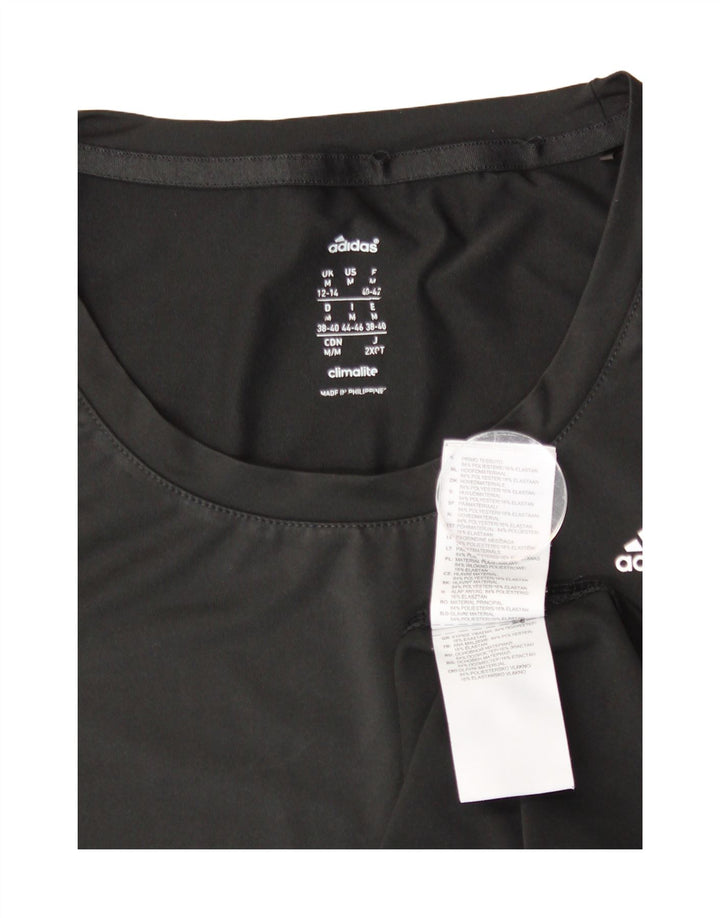 Adidas Womens Climalite T-Shirt Top UK 12/14 Medium Black Polyester